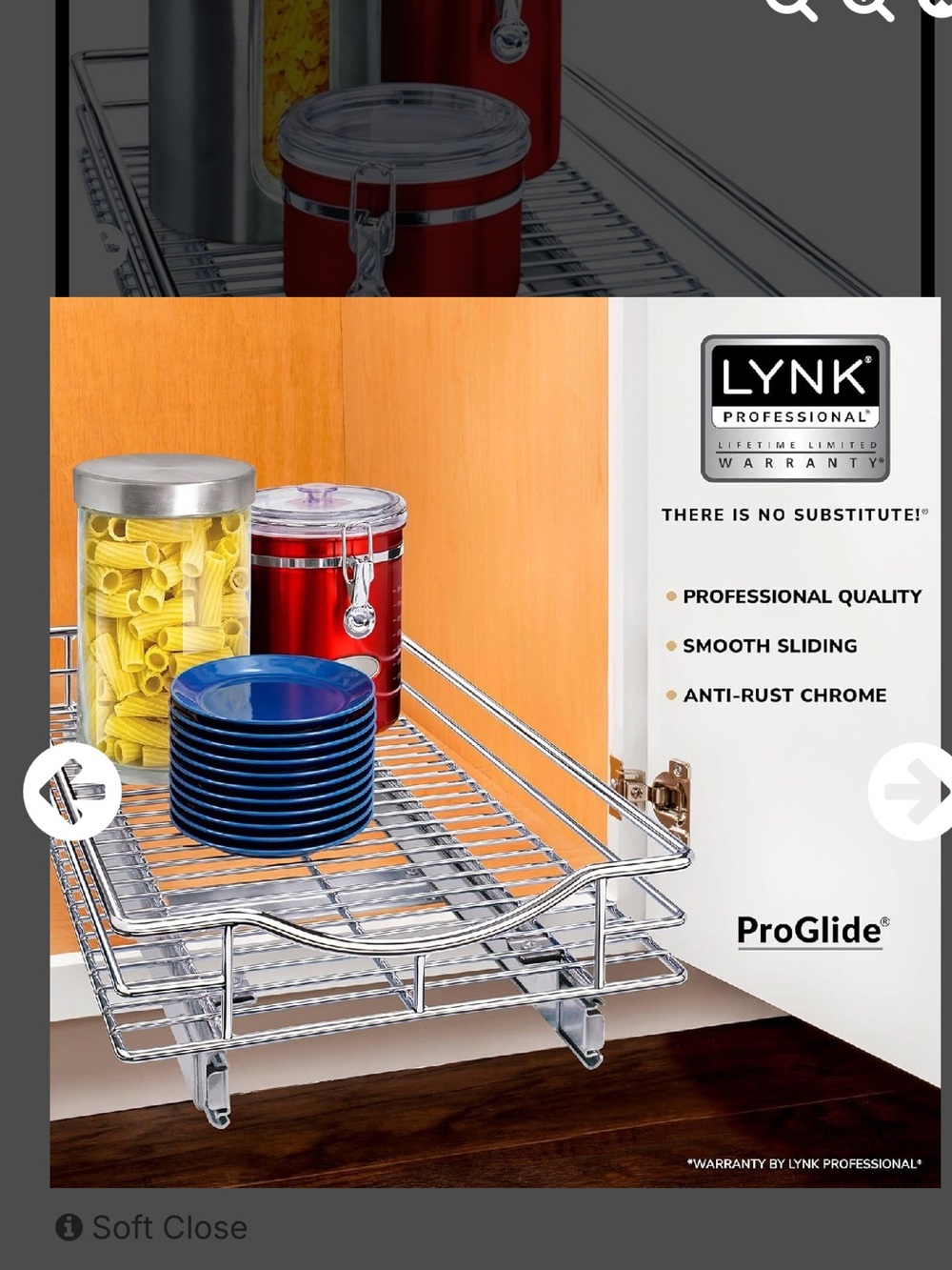 LYNK ProGlide Chrome Pull-Out Cabinet Basket - Chrome